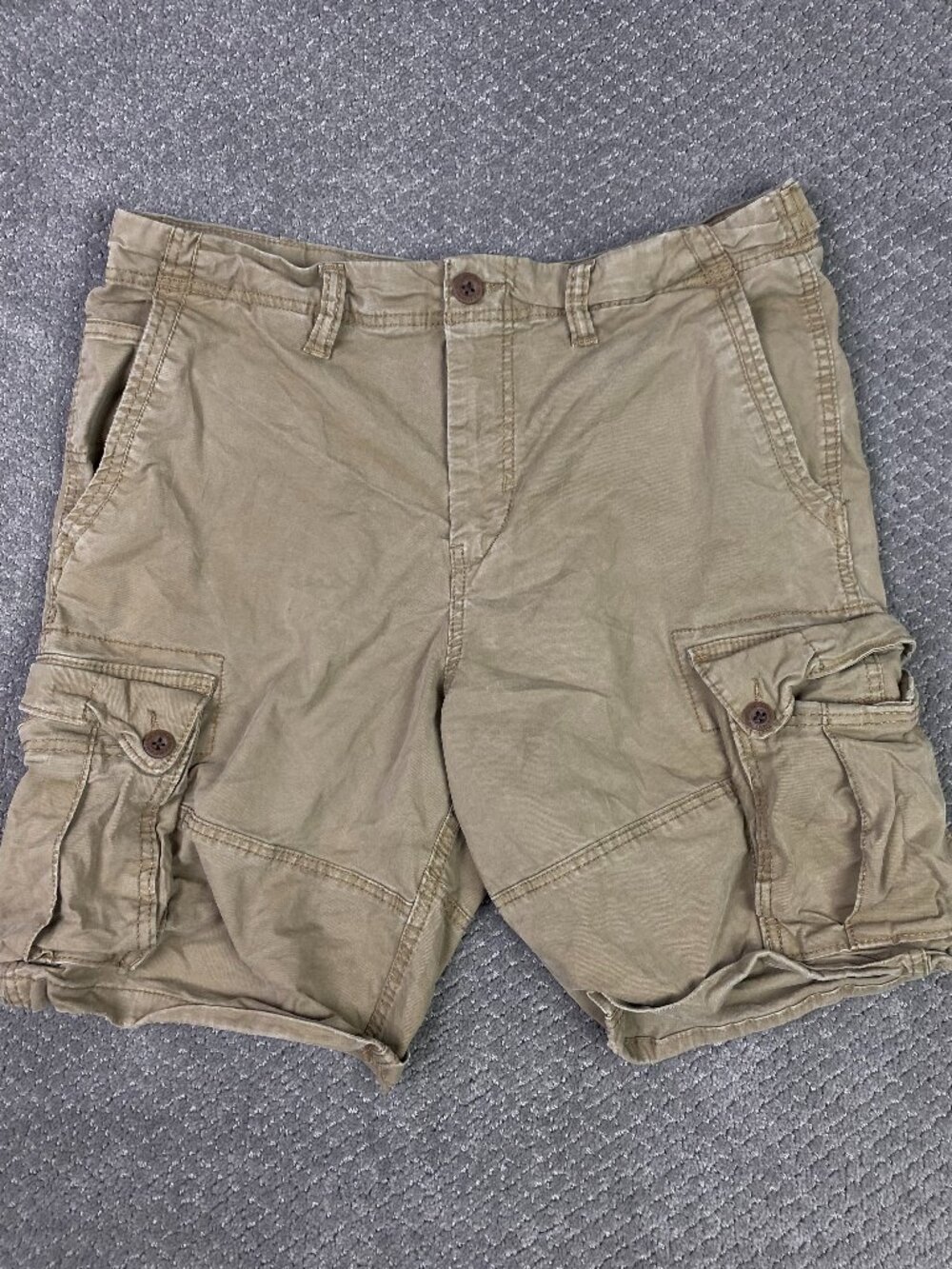 American Eagle Flex Cargo Shorts Mens 36 Khaki Tan Classic Fit Military Gorpcore